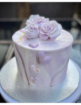 Gâteau effet marbre rose 🍰