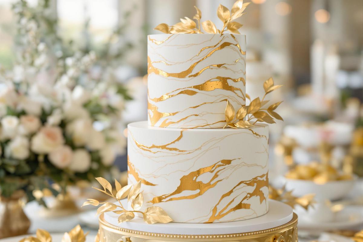 Gâteau marbré blanc et or : l'élégance en pâtisserie.jpg